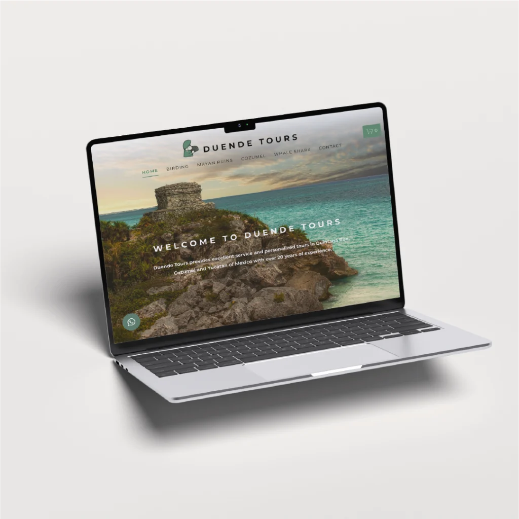 Dynamisch webdesign en online shop voor Duende Tours, gecreëerd door ons webdesign bureau, biedt een gemakkelijke gebruikerservaring.