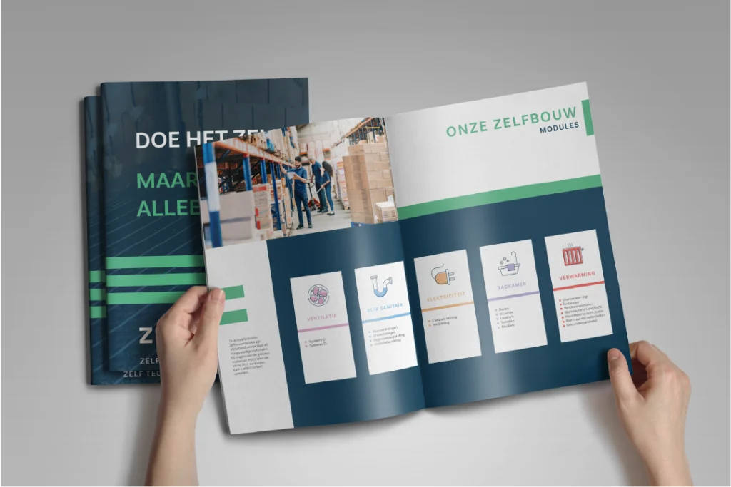 Grafisch ontwerp voor drukwerk: een magazine ontworpen in strakke layout in de huisstijl van ZELF