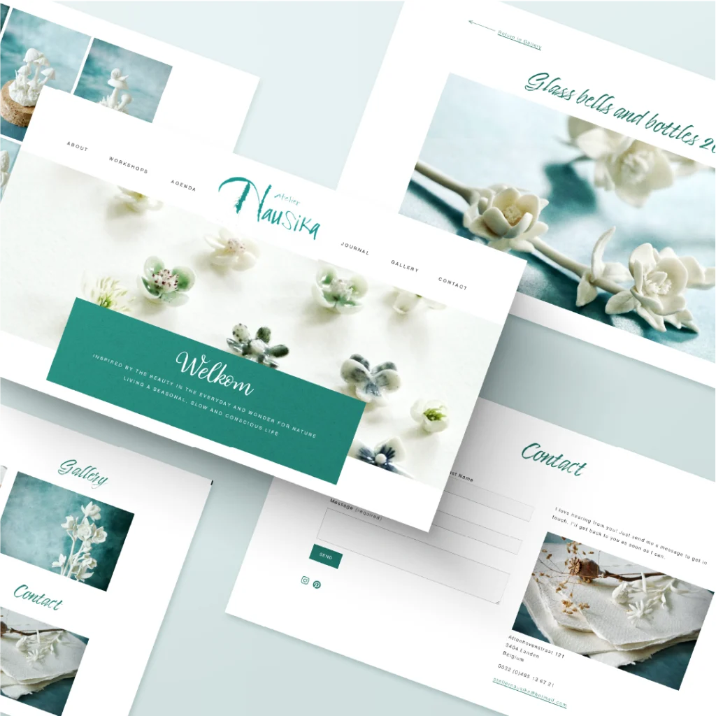 Stijlvol webdesign voor Nausika's blog, gecreëerd door ons grafisch bureau, dat de kunst van visuele storytelling omarmt.