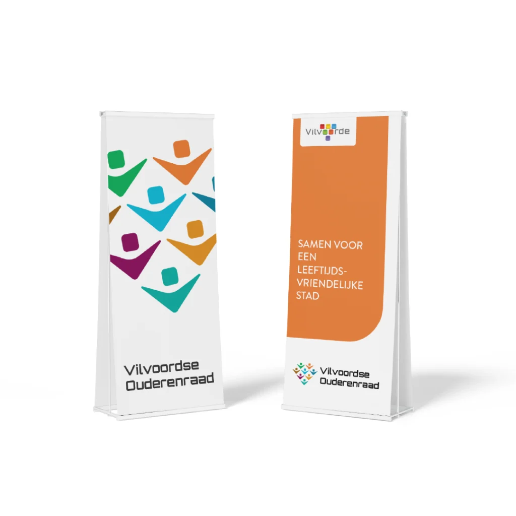 Logo ontwerp voor de Vilvoordse ouderenraad van Stad Vilvoorde. Ze vroegen grafisch agency Nouchka om een logo te ontwerpen dat past binnen hun eigen huisstijl